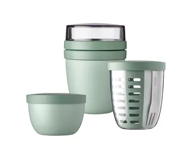 Productafbeelding van Mepal - Actie set Ellipse - 3-delig - Lunchpot 500 ml + 200 ml, Fruitpot 600 ml, Snackpot 350 ml - Broekdoos, yoghurtbeker, beker voor onderweg - Geschikt voor de vaatwasser - Nordic Sage