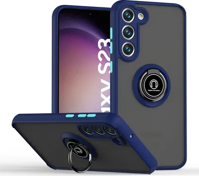 Produktbild von Samsung S23+ Hülle, Ring Halter Ständer Matte Transluzent TPU Rahmen Stoßfest Schutzhülle für Samsung Galaxy S23+ Blau