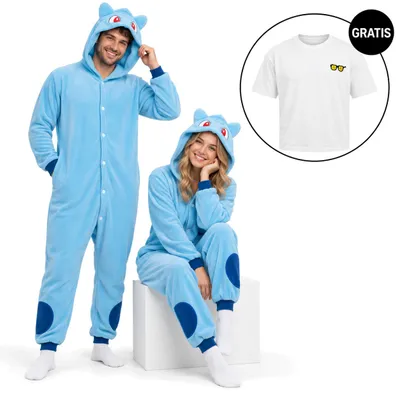 Obrázek produktu pro Onesie Kigurumi Pyžamo Pokemon Bulbasaur Převlek Kostým XXL: 185 - 195cm + Oversize tričko XL