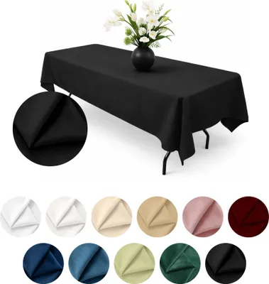 Produktbild von MEBLE ODNOWA, Tischdecke, Matter Samt-Tischdecke, Rechteckig, Schwarz, 140×240 cm, Velours, Tischschutz, Elegant, Formstabil, Elastisch, Strapazierfähig, Maschinenwaschbar