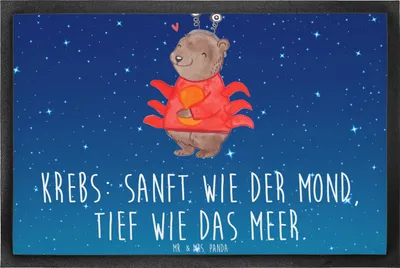 Produktbild von Mr. & Mrs. Panda fußmatte Krebs Astrologie 50 x 75 cm - Sternenhimmel Blau - Geschenk, Türvorleger, Sternzeichen, Fußabtreter, Schmutzfangmatte, Geburtstagsgeschenk