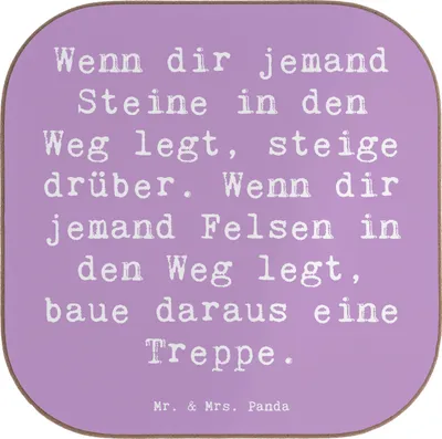 Produktbild von Mr. & Mrs. Panda Untersetzer für Gläser Spruch Stolpersteine im Alltag meistern - Lavendeltraum - Geschenk, Trost, Tischuntersetzer, Stärke, Inspiration, Coaster