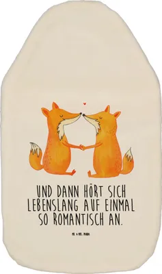 Produktbild von Mr. & Mrs. Panda Wärmflasche Füchse Liebe - Weiß - Geschenk, Bettflasche, gummi, Wärmekissen, mit Bezug, Fuchs, Freundin, Wärmflaschen, Verlobte, Partner