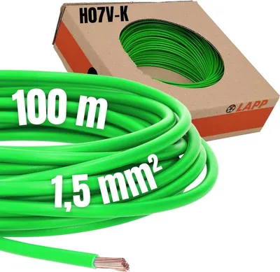 Obrázok produktu pre 100 metrov Lapp 4520121 H07V-K 1,5 mm² zelená I Elektroinštalačný kábel I Flexibilný kábel I PVC jednožilový I Lanko 1,5 mm2 I Elektroinštalácia