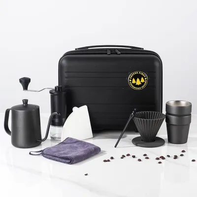 Produktbild von KANDONEX Kaffee Pour Over Set Kaffeemühle manuell Handmühle Coffee Grinder Schwanenhals Kaffeekanne Gooseneck Kettle Handfilter Dripper Kaffeefilter