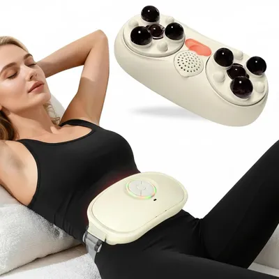 Produktbild von Automatisches Bauchmassagegerät - Bauch- und Taillenmassage - Einstellbare Geschwindigkeit - Wärmefunktion - Für Rücken Nacken Beine - Weiß