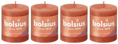 Immagine prodotto di set di 4 candele a colonna - Altezza 8 cm - Diametro 6,8 cm - Rustico - Arancio autunnale