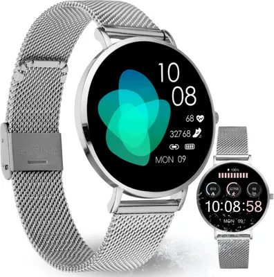 Produktbild von XCOAST Smartwatch SIONA 2 Nano Silver - dámske, veľmi malé a tenké, 6-dňová batéria, dotykový farebný displej AMOLED, sledovanie telesnej kondície