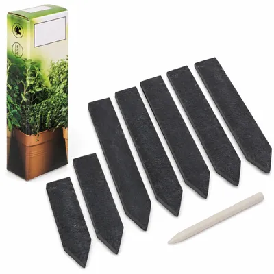 Zdjęcie produktu dla Tabliczki na rośliny z łupka, 6 sztuk, z kredą, ok. 2 x 15 cm