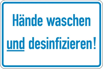 Produktbild von Dreifke® Hinweisschild, Hände waschen und desinfizieren, 200 x 300 mm, Folie ...