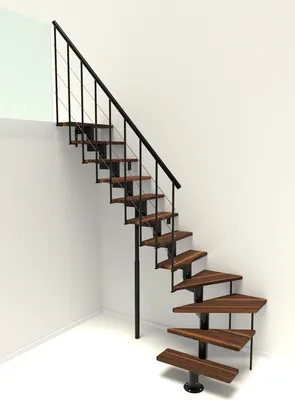 Produktbild von Minka Mittelholmtreppe Comfort Top Turn 37 - 312cm Geschosshöhe Walnuss Schwarz