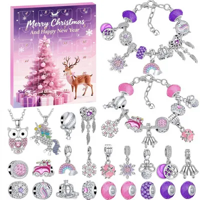 Produktbild von Adventskalender Schmuck Basteln Mädchen mit Armbändern und Halsketten ab 6 Jahre