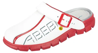 Produktbild von Abeba 37313 Clog weiß/ rot mit Aufdruck ESD - 39
