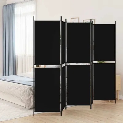 Produktbild von vidaXL 5 tlg. Paravent Schwarz 250x200 cm Stoff - Raumteiler - Paravent - Raumtrenner - Trennwand
