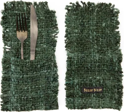 Image de Range-couverts coton vert 13x25x1cm