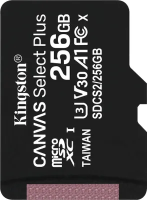 Obrázek produktu pro Kingston Technology Canvas Select Plus, 256 GB, MicroSDXC, Třída 10, UHS-I, 100 MB/s, 85 MB/s