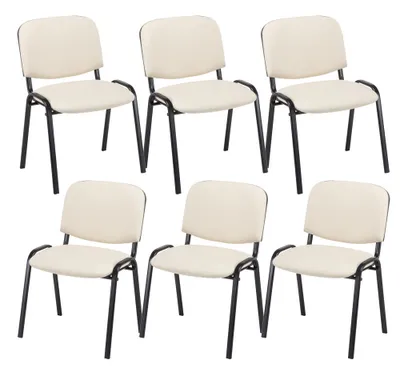Produktbild von CLP 6er Set Besucherstuhl Ken Kunstleder stapelbar mit einer Sitzhöhe von 44 cm creme
