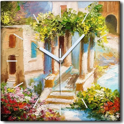 Produktbild von Coloray Uhr auf Leinwand 30x30 cm Wand Uhr Dekoration Wohnzimmer Segeltuch weiße Zeiger -Hausseeküste
