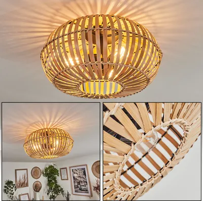 Produktbild von Aidone moderne Deckenlampe aus Metall/Bambus in Schwarz/Natur