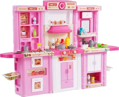 Produktbild von Kinderküche 74-teiliges Zubehör - Spielzeugküche in Rosa - Kinder Spielküche für kreatives Kochen - Spielküche Set