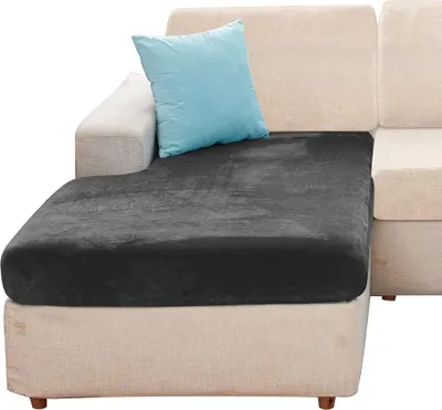 Produktbild von Elastischer Velours-Bezug für Liege, Sofa und Ecksofa in Schwarz Schonbezug