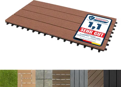Produktbild von WPC Klickfliesen Terrassenfliesen Royal Hellbraun 60x30 cm 6 Stück (1 m²)