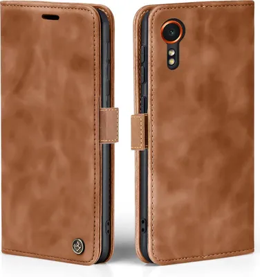 Produktbild von Handy Hülle für Samsung Galaxy Xcover7 Klapphülle Bookcase Flip Cover Handy Tasche Etui Farbe: Hellbraun
