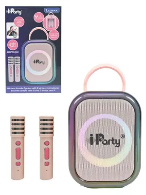 Immagine prodotto di Karaoke Bluetooth rosa con 2 microfoni wireless