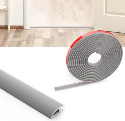 Produktbild von Selbstklebendes Übergangsprofil, 1,2m x 3,5cm PVC-Bodenleiste, Übergangsstreifen Boden, Übergangsleiste ohne Bohren, Abdeckleiste für Fliesen, Holz, Lamellen, Höhenverstellung 10mm (grau)