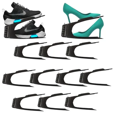 Produktbild von 10er Set Schuhe Organizer Aufbewahrung Schwarz | Schuhhalter Schuhstapler Schuhorganizer | Schuhaufbewahrung Platzsparend | Schuhbox Schuhregal