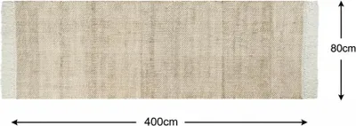 Produktbild von Elegant Floors® Jute-Wolle Teppich Natur | Handgefertigtes Boho Wohnaccessoire mit Fransen im Skandi Stil | Moderner Wohnzimmer Teppich für Boden Deko und Läufer | 400x80 cm