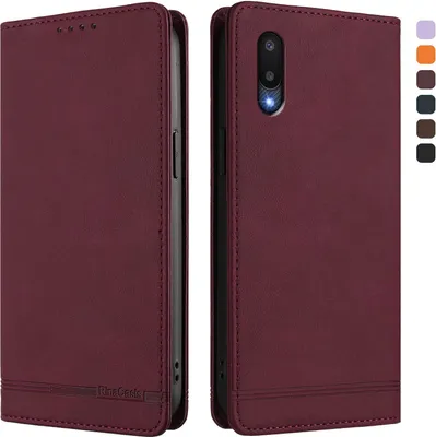 Image de Etui pour Samsung Galaxy A02, étui rétro en cuirPolyuréthaneavec support et fentes pour cartes de crédit Rouge