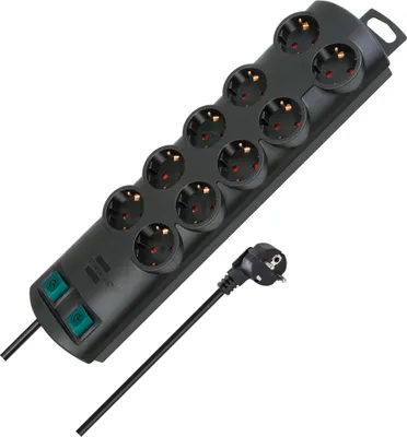 Image de Brennenstuhl Primera-Line Technik10-fach schwarz 2m Multiprise 1153300120, noir, H05VV-F 3G1,5 câble d'alimentation 2,0 m