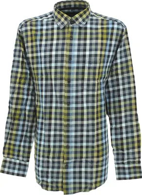 Produktbild von 30708 Casa Moda, ,  Herren langarm Hemd, Popeline, blau schwarz gelb kariert, XL