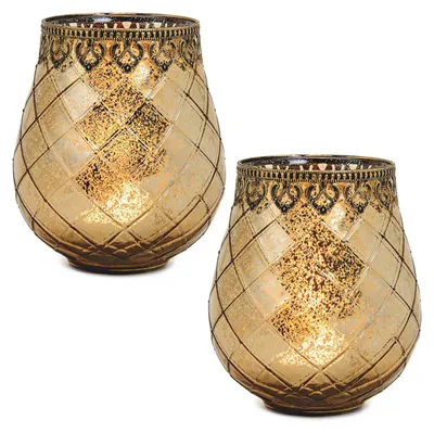 Image de Set de verres à bougie vintage Outdoor Lanternes or 18 cm