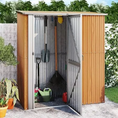 Productafbeelding van Fietsenbergingen, fietsparkeerplaatsen, fietsgarages, tuinhuisjes, fietsenstallingen, opslagbergingen, tuingereedschapskasten, Braun, 180,5 x 97 x 209,5 cm, verzink staal
