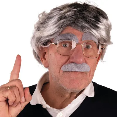 Opa Perücke Heinz mit Brille grauem Bart & Augenbrauen für Herren Kostüm-Zubehör Fasching Karneval Mottoparty Senior