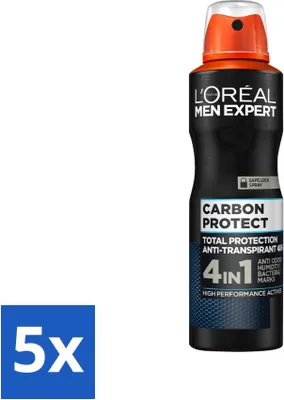 Produktbild von L'Oréal Men Expert Deodorant Spray Carbon Protect 150 ml - Vorteilspack - 5 Stücke
