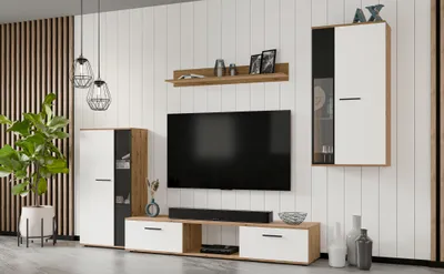 Image de AX LIVING Meuble-paroi Formilo 240 cm - Moderne & chene Artisan Blanc