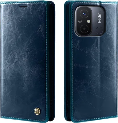 Produktbild von Handyhülle für Xiaomi Redmi 12C Kunstleder Flip Cover Hülle RFID Schutz Case Kartenfach Farbe: Blau