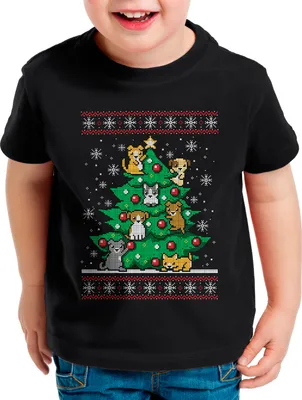 Produktbild von style3 Pawlidays Kinder T-Shirt xmas weihnachten weihnachtspullover pulli ugly sweater strick
