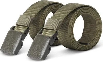 Produktbild von hemmy Canvas Uni Stoffgürtel ( 2er Pack ) 130cm x 3cm, Verstellbarer Arbeitsgürtel ohne Löcher - Kunststoffschnalle - Gürtel für Damen und Herren