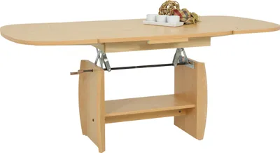 Produktbild von Couchtisch Wohnzimmertisch Michael III - Nachbildung Buche - ausziehbar und höhenverstellbar - großer Ablageboden - Maß 90-142 x 68 cm