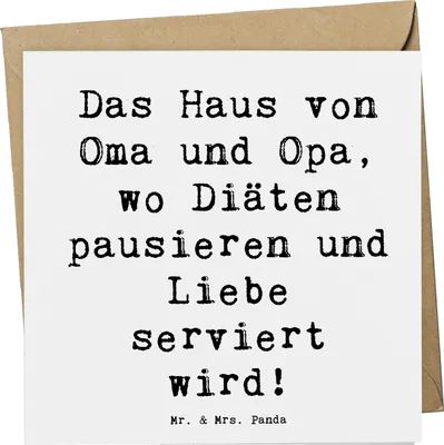 Produktbild von Mr. & Mrs. Panda Grußkarte Spruch Großelternliebe - Weiß - Geschenk, Liebe, Generationen, Glückwunschkarte, Klappkarte, Geschenke, faltkarte, Großeltern, Handarbeit, Diät