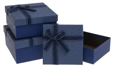 Produktbild von Geschenkbox mit 3 Stück, Farbe blau - Rozette