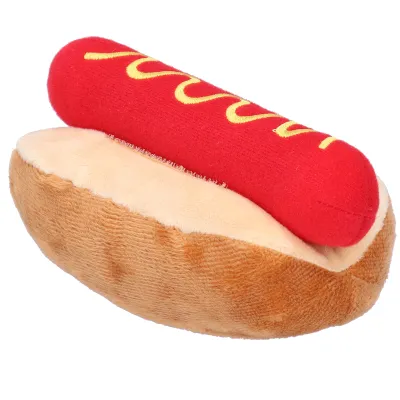 Zdjęcie produktu dla Miękka pluszowa zabawka dla psa, zabawka Hot Dog, ściskane pluszowe zabawki, zabawka dla zwierząt domowych, pluszowa zabawka dla psa, pluszowa zabawka w kształcie jedzenia