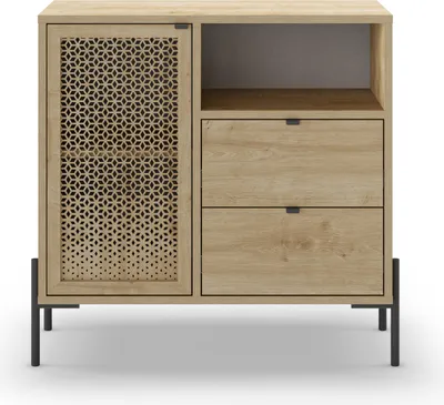 Image de CALICOSY - Petit Buffet 1 Porte 1 Niche et 2 Tiroirs L80 cm - Inca
