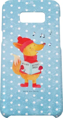 Produktbild von Mr. & Mrs. Panda Samsung Galaxy S8 plus Handyhülle  Fuchs Sänger - Eisblau - Geschenk, Weihnachten, Handy, Singen, Hülle, Winter, Case, Weihnachtslieder, Heiligabend