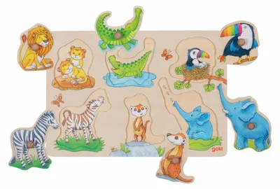 Productafbeelding van Achtergrondpuzzel met foto's van wilde dierenjongen en hun ouders