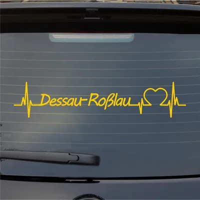 Produktbild von Heckscheibenaufkleber Dessau-Roßlau Herzschlag Puls Stadt Liebe 55x11 cm Gelb Auto Aufkleber Sticker